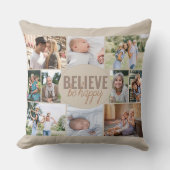 幸せ信じに10フォトコラージュニュートラルBeige クッション (正面)