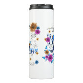 幸せ前向き引用文ブルーパープル金ゴールド花 タンブラー (裏面)