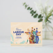 幸せ労働日イラストレーションデザインはがき ポストカード (スタンド正面)