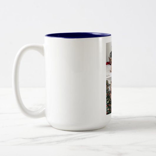 幸せ家族のマグカップでクリスマスを楽しむ ツートーンマグカップ (左)