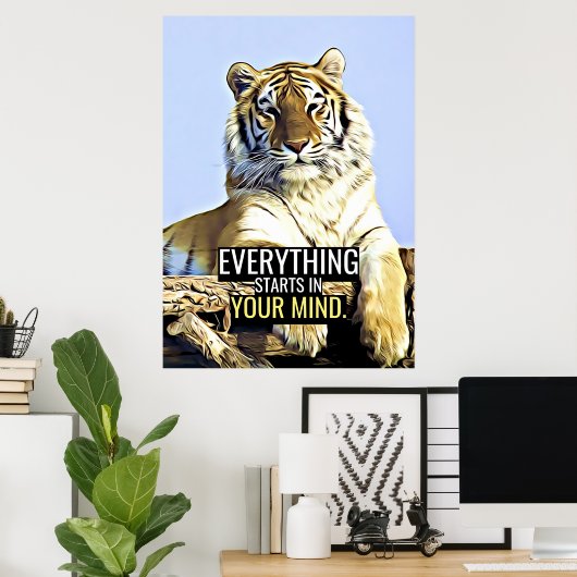 幸せ引用文すべてが心の中で始まる ポスター (ホームオフィス)