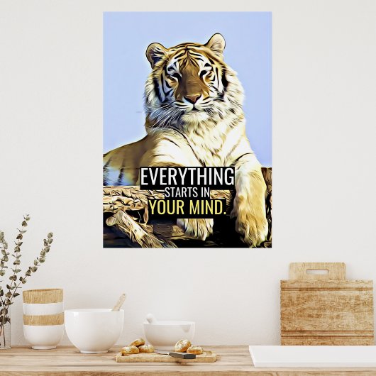 幸せ引用文すべてが心の中で始まる ポスター (キッチン)