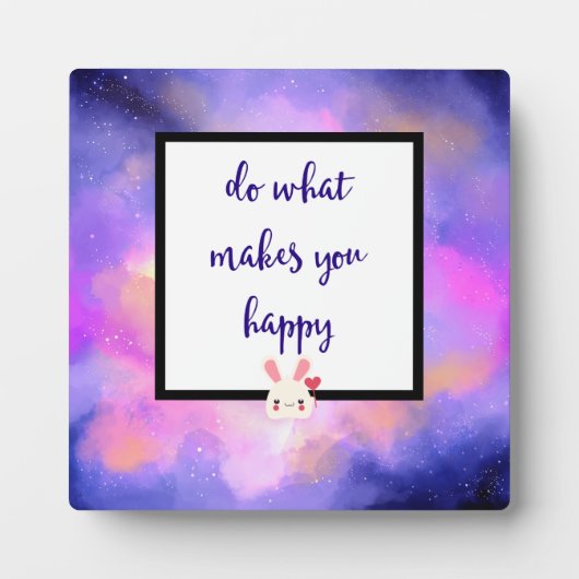 幸せ引用文とシュール雲とバニー フォトプラーク (正面)