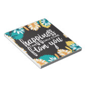 幸せ引用文とデイジー花柄 ノートパッド (アングル)