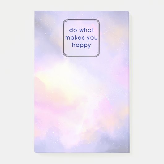 幸せ引用文と宇宙雲抽象デザイン ポストイット (正面)