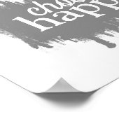 幸せ引用文ハッピーグレーと白を選択 ポスター (角)