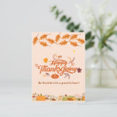 幸せ感謝していの日、感謝祭のお祝い シーズンポストカード (スタンド正面)
