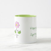 幸せ春グリーンタイプとピンクの花 マグカップ (中央)