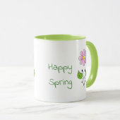 幸せ春グリーンタイプとピンクの花 マグカップ (正面右)