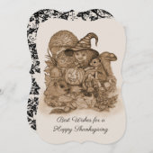 幸せ最高のな感謝祭を祈る 招待状 (正面/裏面)