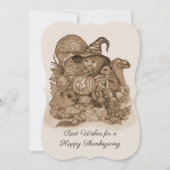 幸せ最高のな感謝祭を祈る 招待状 (正面)