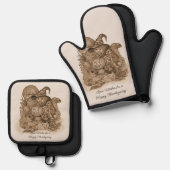 幸せ最高のな感謝祭を祈る 鍋つかみ&鍋敷きセット (正面/裏面)