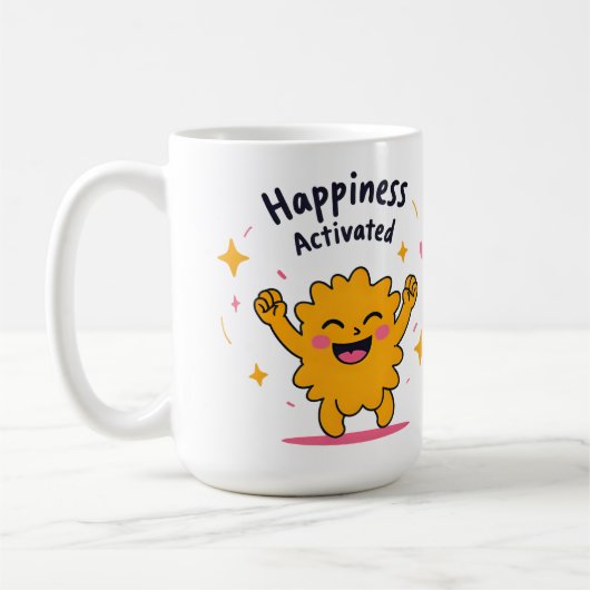 幸せ活性 – かわいいドゥードルジョイキャラクター コーヒーマグカップ (左)