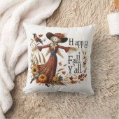 幸せ秋やかわいいカカシと紅葉 クッション (ブランケット)