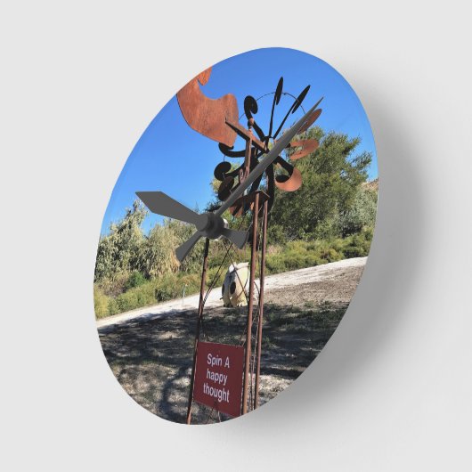 幸せ考えを示おもしろいす ラウンド壁時計 (傾斜)