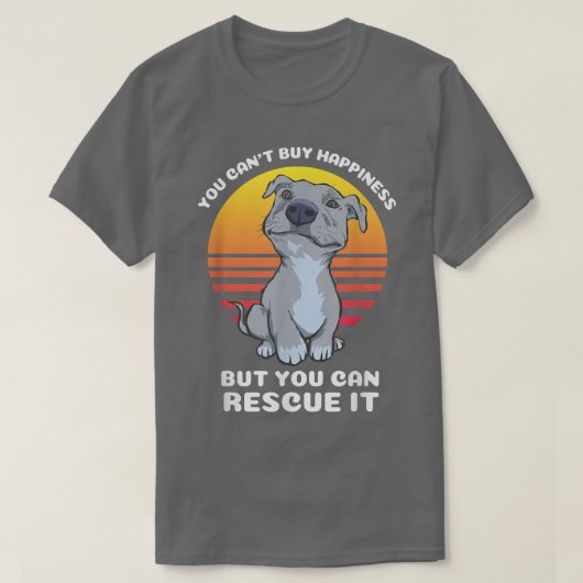 幸せ買なピットブルの救出犬  Tシャツ (デザイン正面)