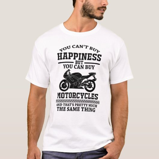幸せ買には無いがバイクは買可 Tシャツ (正面)