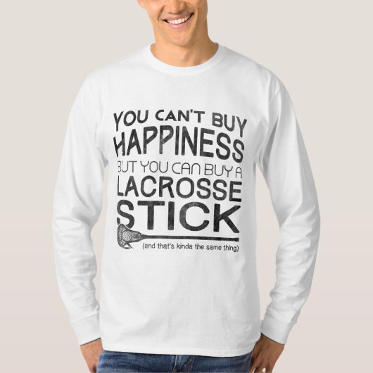 幸せ買にラクロスおもしろいTシャツ Tシャツ (正面)