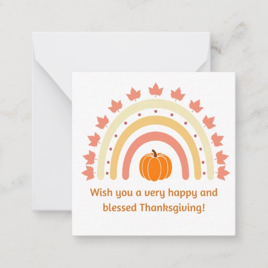 幸せ賛美な感謝的なカボチャの虹かわいい ノートカード (正面)