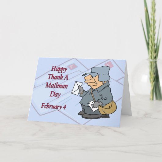 幸せ郵便配達員日2月4日を感謝していして下さい サンキューカード (正面)