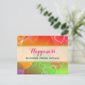 幸せ開花の内側から円カラフル形 ポストカード (スタンド正面)