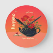 幸せ開花 ラウンド壁時計 (正面)