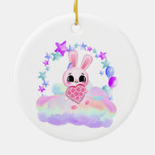 幸せ魔法の甘い虹のバニー セラミックオーナメント (裏面)
