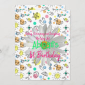 幸せ1位。誕生日招待状スプラッシュスイミング 招待状 (正面/裏面)