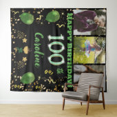 幸せ100誕生日グリーングリッター&3枚 タペストリー (インサイチュ(横))