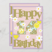 幸せ14誕生日 – 花とガールズカード シーズンカード (正面/裏面)