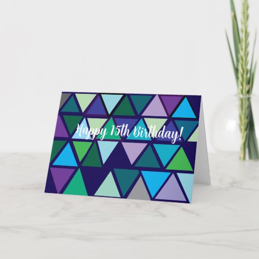 幸せ15誕生日、折り畳みグリーティングカード カード (正面)