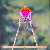 幸せ21th誕生日ピンク追加の名前モノグラムレインボー アクリルサイン (ニュートラル)