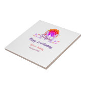 幸せ21th誕生日ピンク追加の名前モノグラムレインボー タイル (側面)