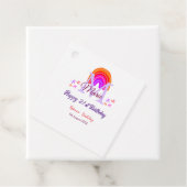 幸せ21th誕生日ピンク追加の名前モノグラムレインボー フェイバータグ (インサイチュ)