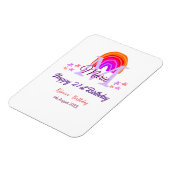 幸せ21th誕生日ピンク追加の名前モノグラムレインボー マグネット (左側)