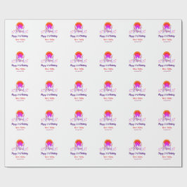 幸せ21th誕生日ピンク追加の名前モノグラムレインボー ラッピングペーパー