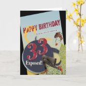 幸せ33誕生日擦り切れたヴィンテージフレア33歳 カード (黄色い花)
