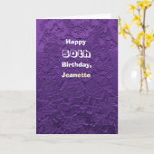 幸せ50誕生日グリーティングカードパープル人形 カード (黄色い花)