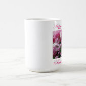 幸せ53誕生日ピンクと緑の花 コーヒーマグカップ (中央)