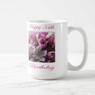 幸せ54誕生日ピンクと緑の花 コーヒーマグカップ