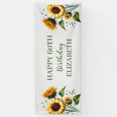 幸せ60誕生日ひまわり黄色い花 横断幕 (縦)