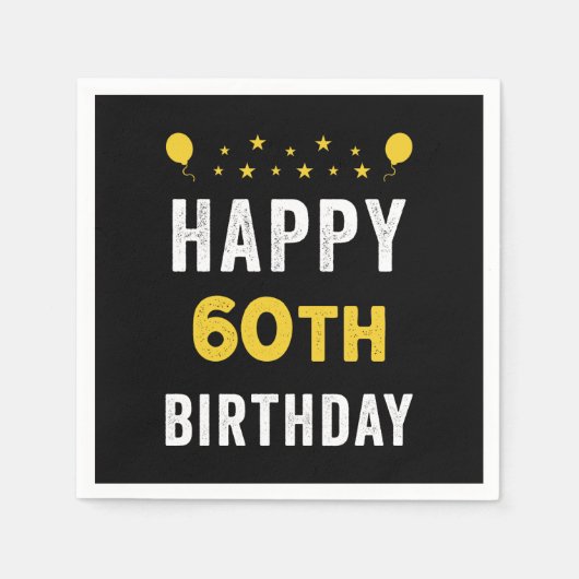 幸せ60誕生日60代お祝いパーティー スタンダードカクテルナプキン (正面)