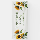 幸せ90誕生日ひまわり黄色い花 横断幕 (縦)