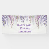 幸せ90誕生日藤むら紫色の花 横断幕 (横)