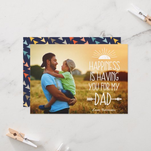 幸せ|お父さんの日のフラットカード カード (正面/裏面インサイチュ)