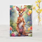 幸せ、喜びカンガルー祝ーの |カード カード (黄色い花)