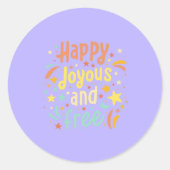 幸せ、喜び、無料やる気を起こさせる、感動的 ラウンドシール (正面)