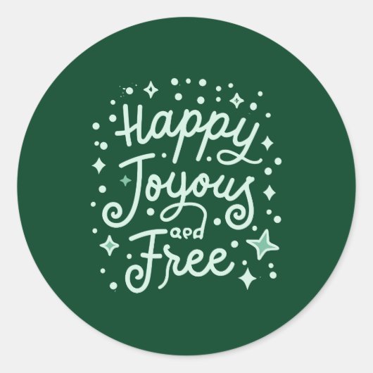 幸せ、喜び、無料、感謝、クリスマス ラウンドシール (正面)