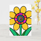 幸せ、幸せ、平和な誕生日! カード (黄色い花)