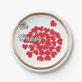 幸せ、愛エレガント、赤いハート ペーパープレート